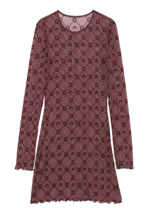 MOONOGRAM MESH FLOCK LS MINI CREWNECK DRESS
