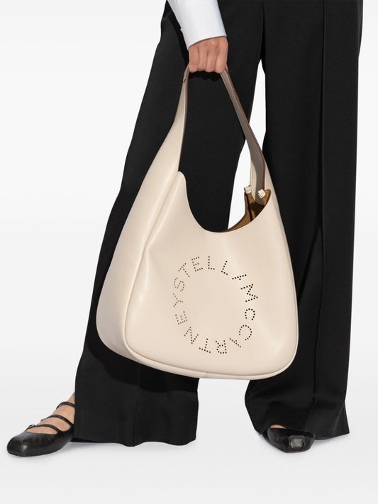 logo-perforated faux-leather tote bag