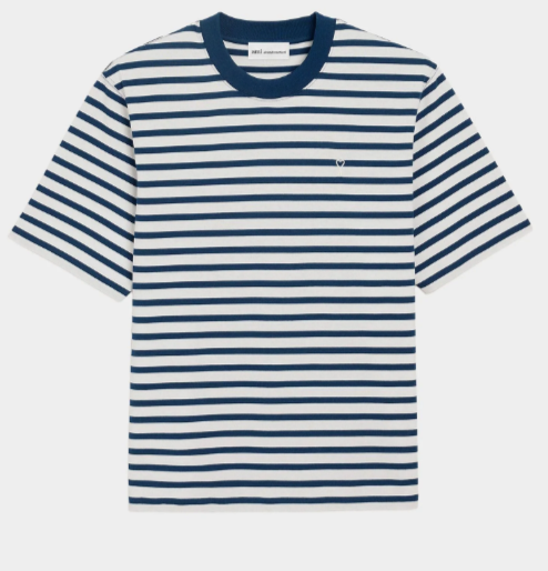 TEESHIRT BOXY FIT MARINIERE MANCHES COURTES AVEC PATCH AMI DE COEUR