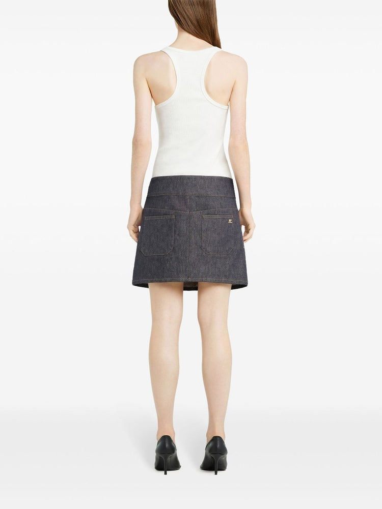 belted denim mini skirt