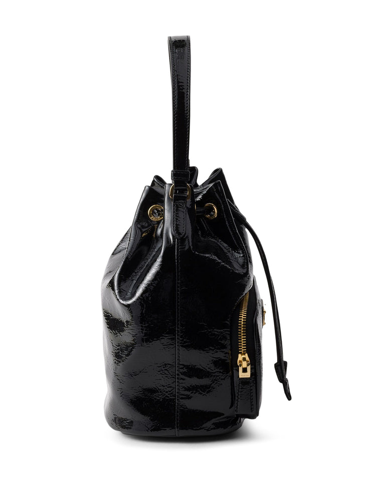 Duet patent leather bucket bag