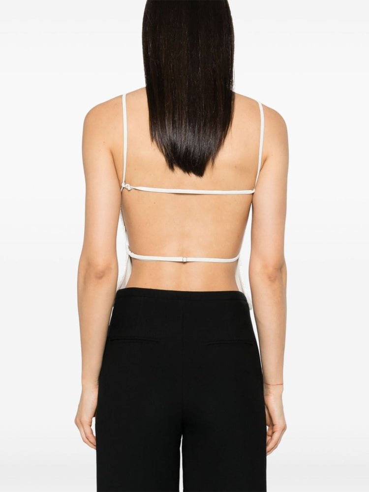 sequin-embellished open-back top