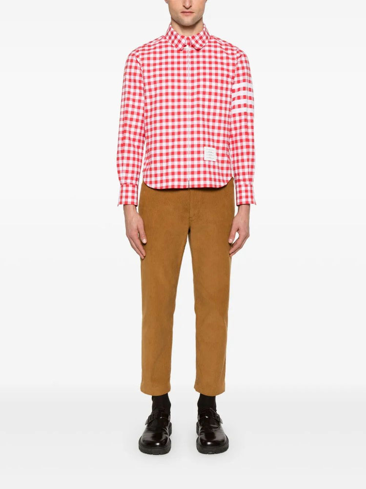 RC ROUND HEM ZIP UP SHIRT W/ T BAR PULLER IN 4 BAR GINGHAM CHECK FLANNEL