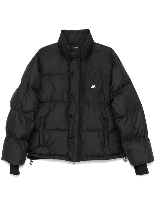 logo-embroidered puffer jacket