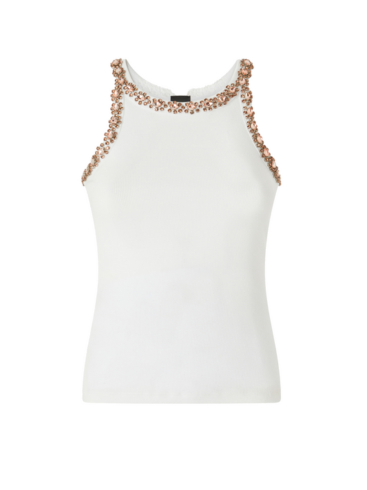 Coriandoli crystal-embroidery tank top