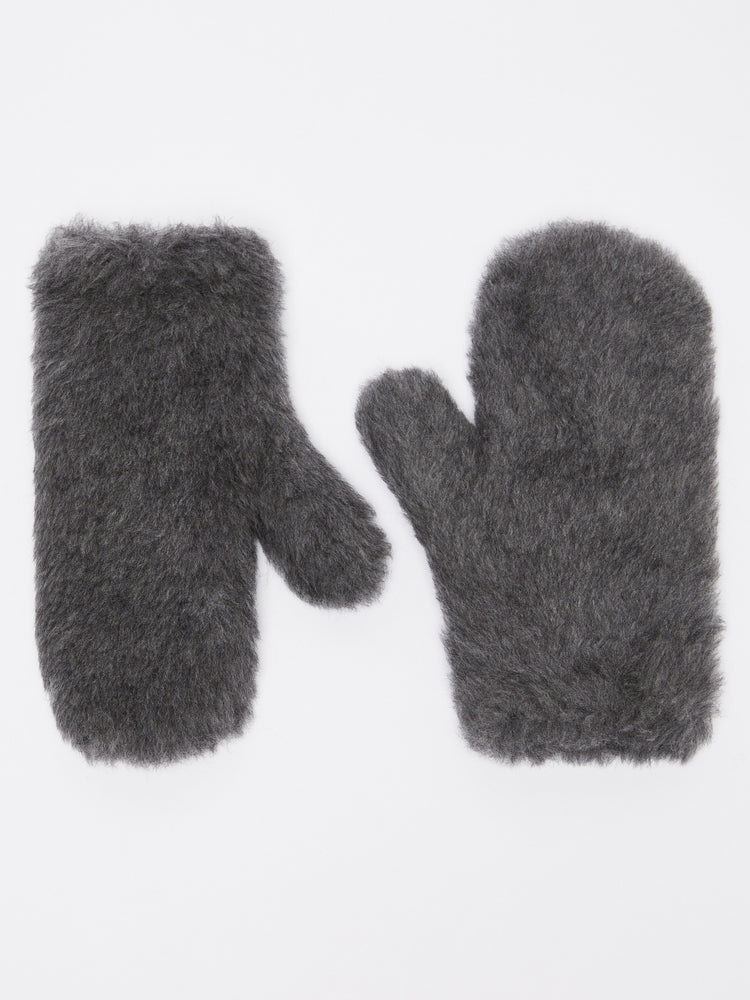 Ombrato alpaca and wool teddy fabric mittens