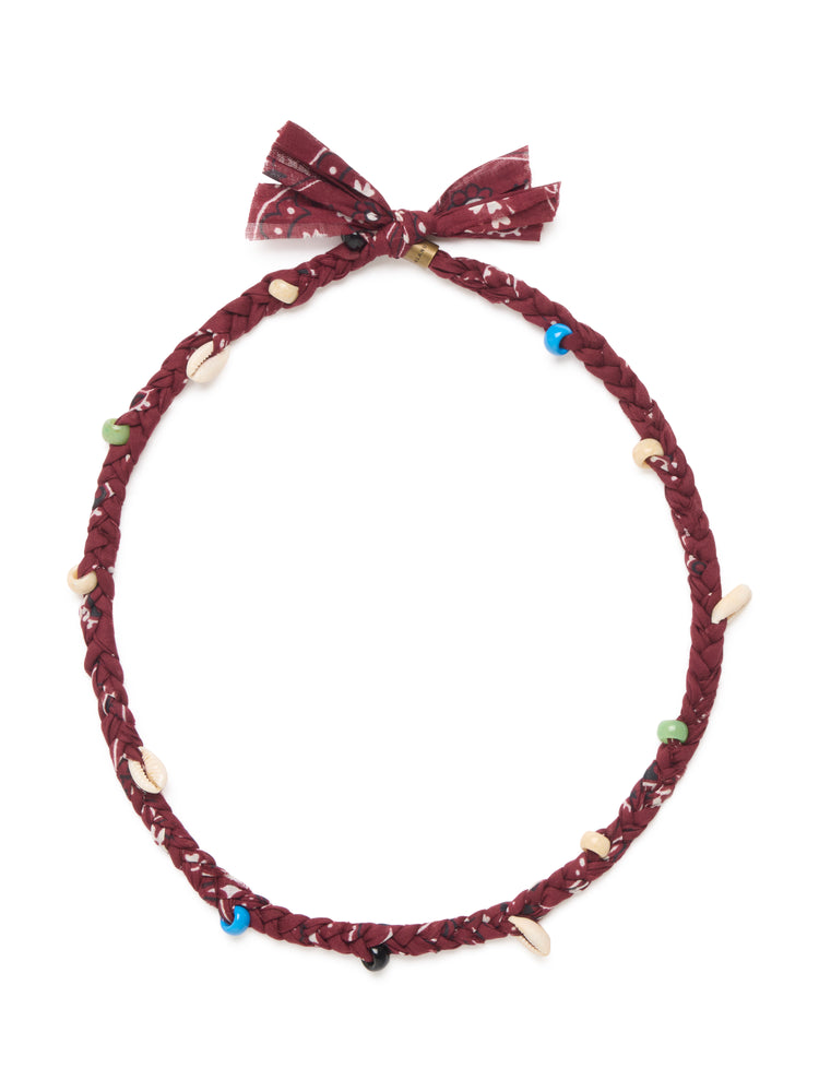 BANDANA & COWRIE SHELL NECKLA RED MULTIC