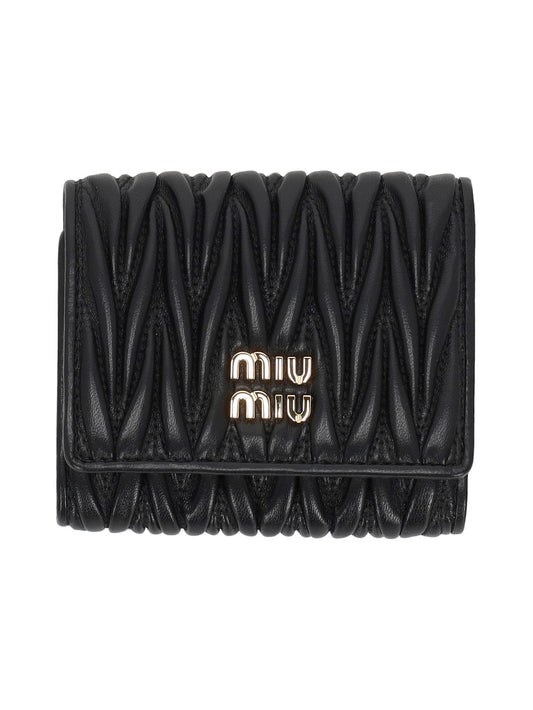 logo-lettering matelassé wallet