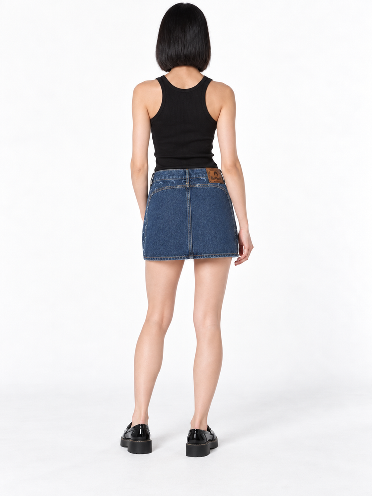 MIDNIGHT BLUE ZIPPED MINI SKIRT