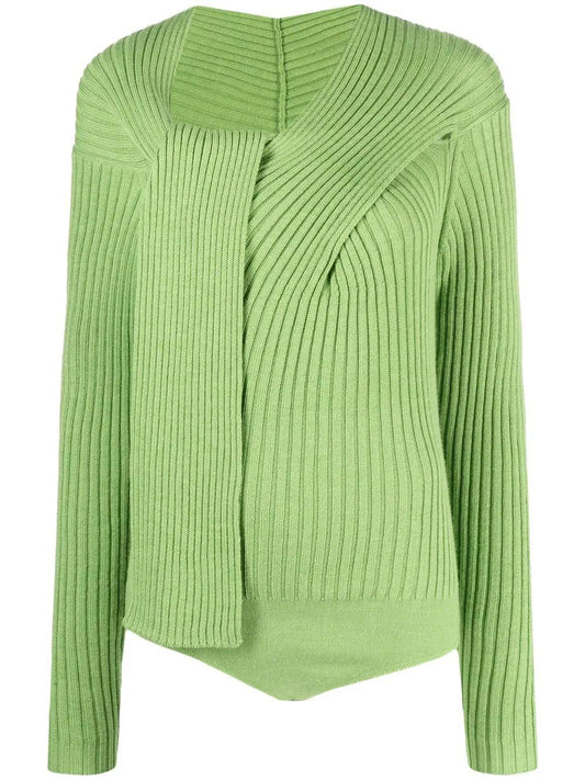 MSGM ribbed-knit knot-detail top