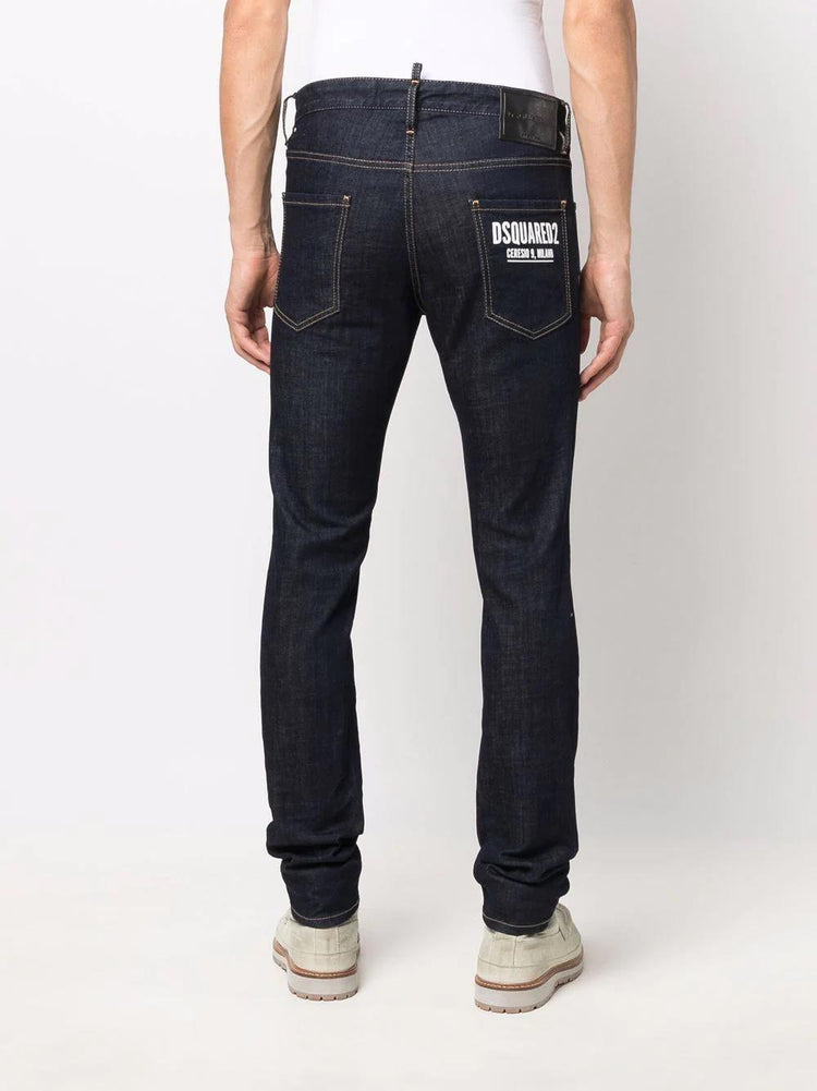 logo print slim-fit jeans