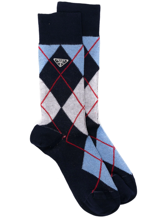 argyle-check crew socks