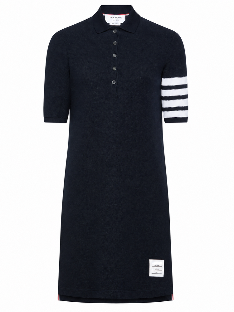 POLO DRESS IN TEXTURED PIQUE W/ ENG 4 BAR