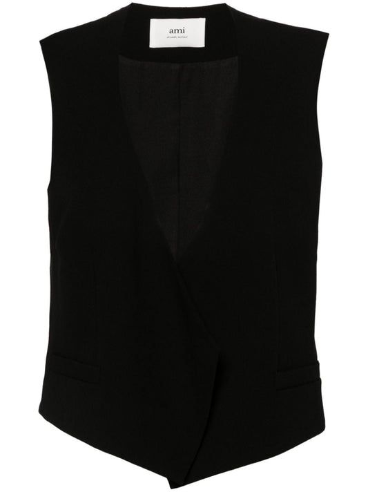 open-front wool vest