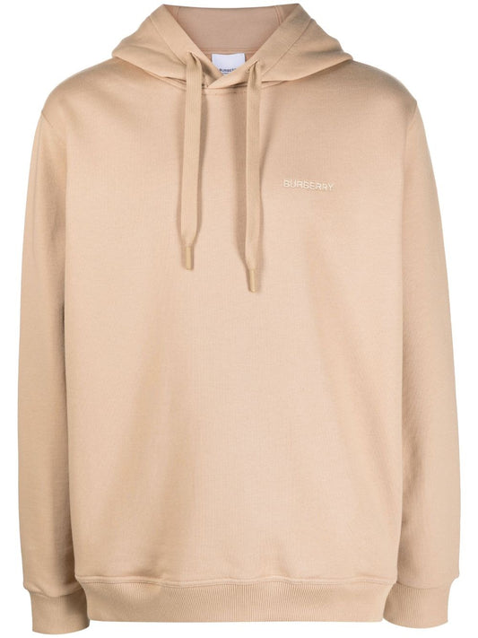 BURBERRY logo-embroidered cotton hoodie