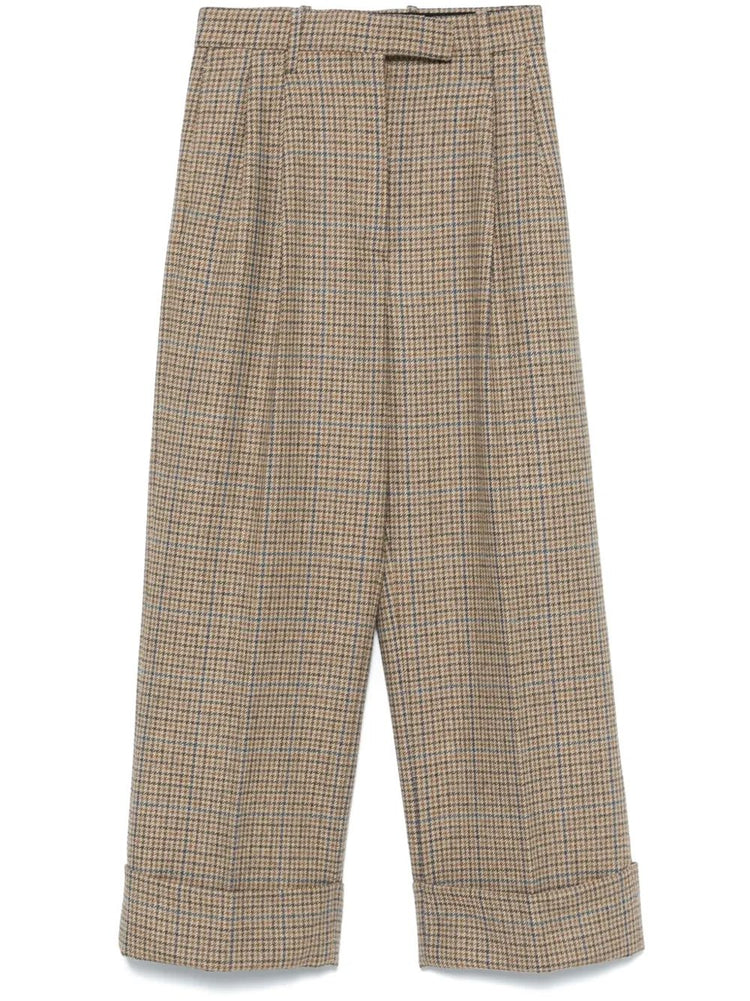 HIGH WAISTED DOUBLE PLEAT TROUSER IN GUNCLUB CHECK CHEVIOT TWEED