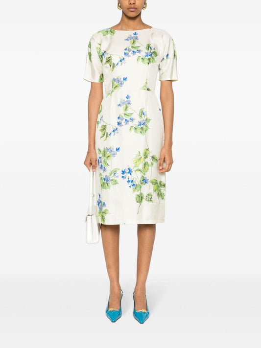 floral-print twill dress