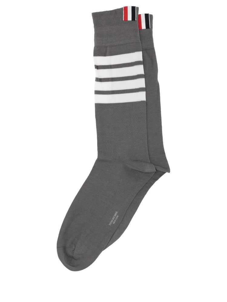 MID CALF SOCKS W/ 4BAR IN LIGHTWEIGHT COTTON