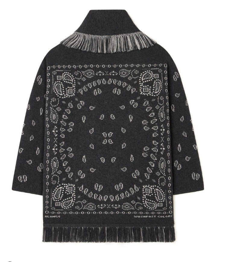 CARDIGAN JACQUARD BANDANA CHARCOAL/MULTI