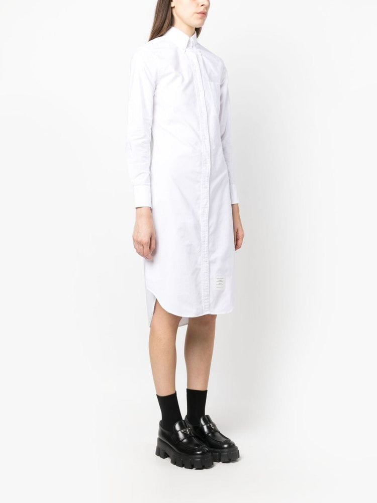 KNEE LENGTH POINT COLLAR SHIRTDRESS W/ RWB GROSGRAIN PLACKET IN OXFORD