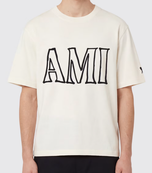 TEESHIRT MANCHES COURTES BOXY FIT AVEC PRINT AMI PARIS DEVANT ET DOS