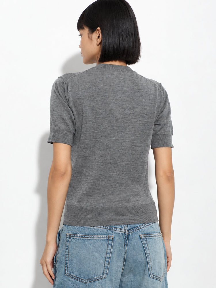 SHORT SLEEVES CARDIGAN WITH CONTRASTED AMI DE COEUR