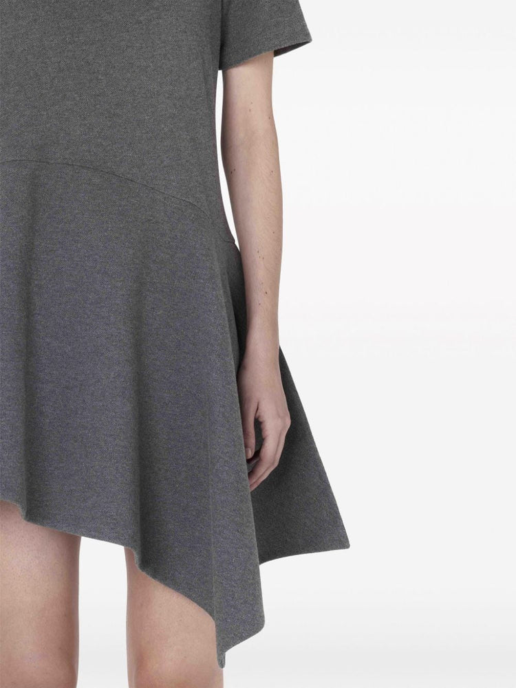 polo-collar cotton asymmetric dress