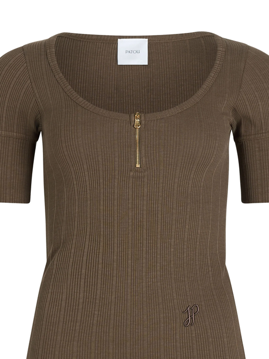 scoop-neck ribbed T-shirt