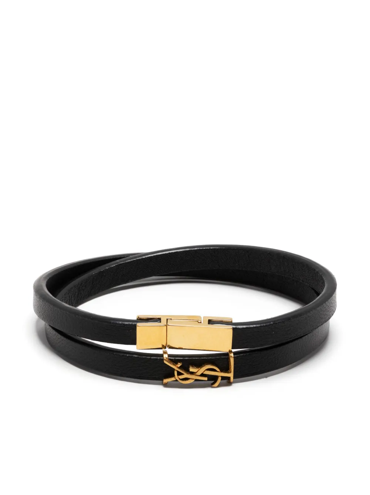 YSL double-wrap leather bracelet