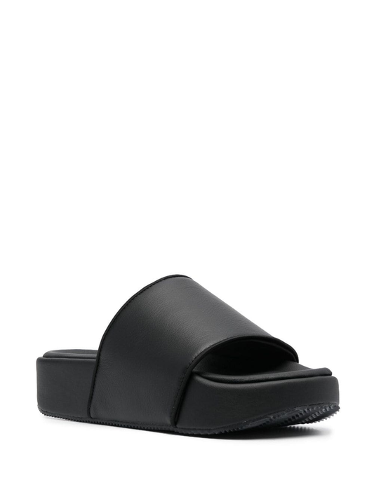 ADIDAS Y-3  leather flatform slides