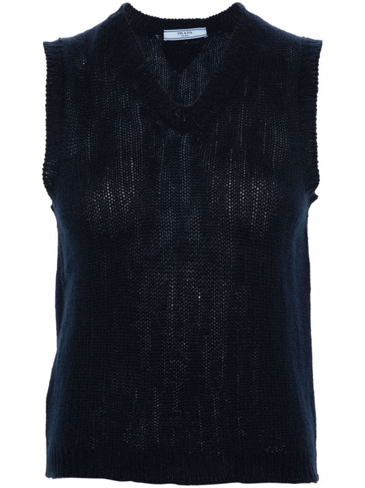 V-neck cashmere vest