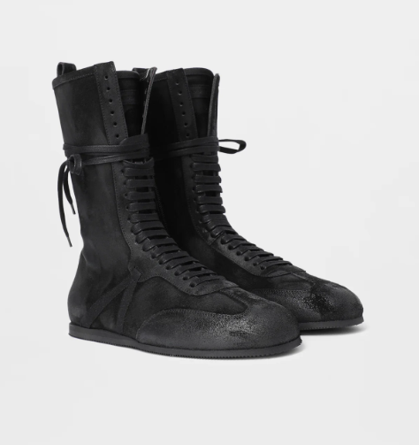 FIDES SOFT HIGH-TOP BOXING SNEAKERS CALF SUEDE SKI