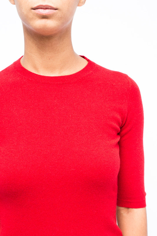 LA ROSE maglia 3/4 cashmere rosso brillante