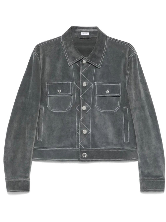 BACKSTRAP UTILITY JACKET (23") W/ CONTRAST STITCHING IN CALF SUEDE