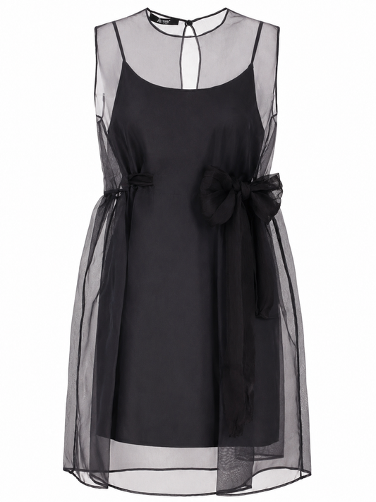 LA ROSE vestito con sottoveste NERO