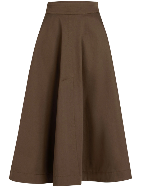 organic-cotton gabardine midi skirt