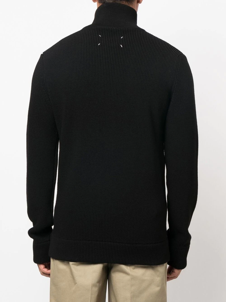 ribbed-knit zip-up sweater
