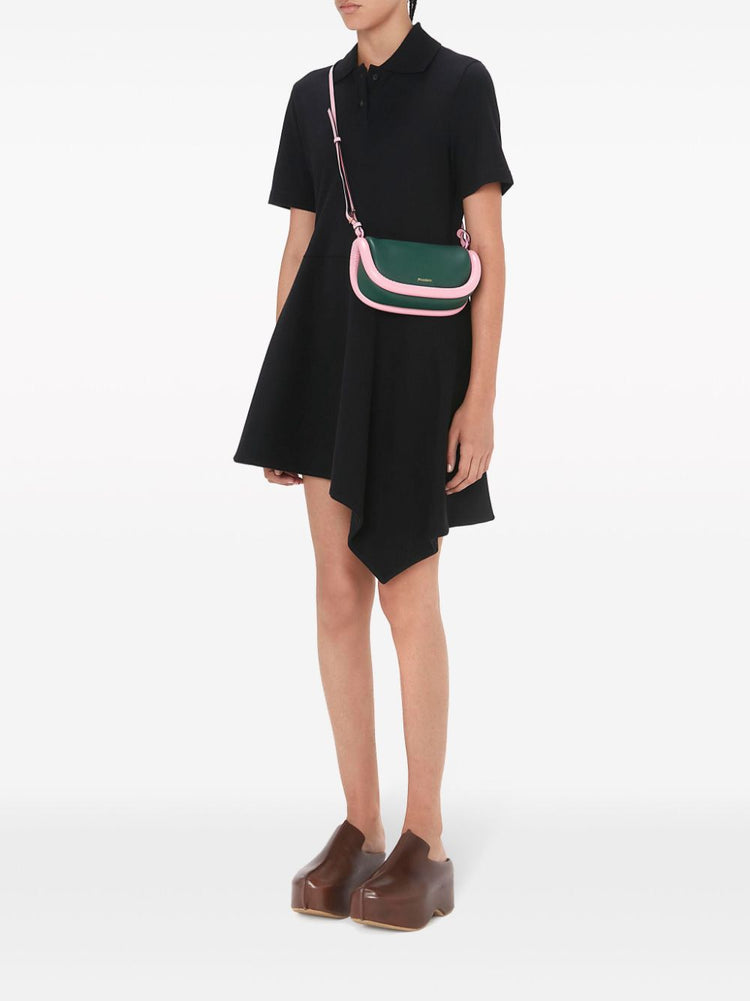 polo-collar cotton asymmetric dress