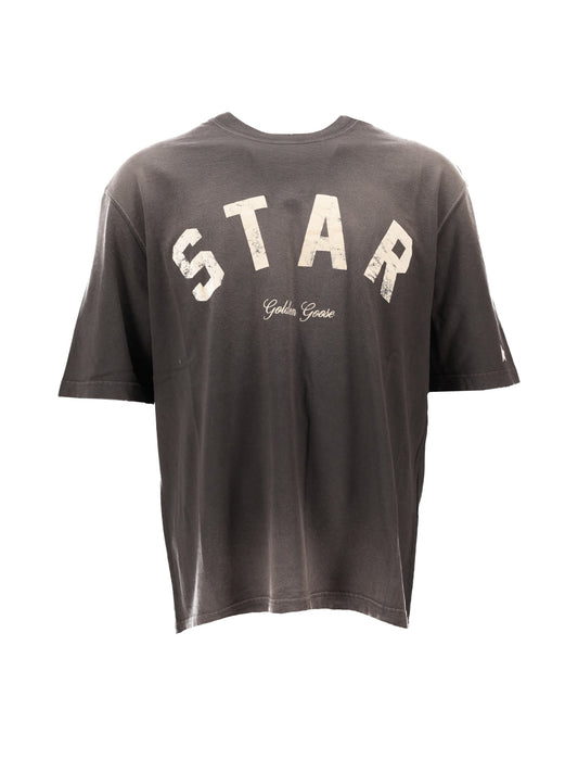 STAR/ UNISEX RELAXED FIT T-SHIRT/ COTTON JERSEY/ SUNFADED WASH/ STAR GOLDEN GOOSE PRINT