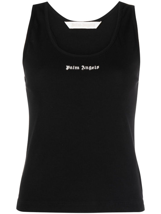 PALM ANGELS logo-print ribbed tank top