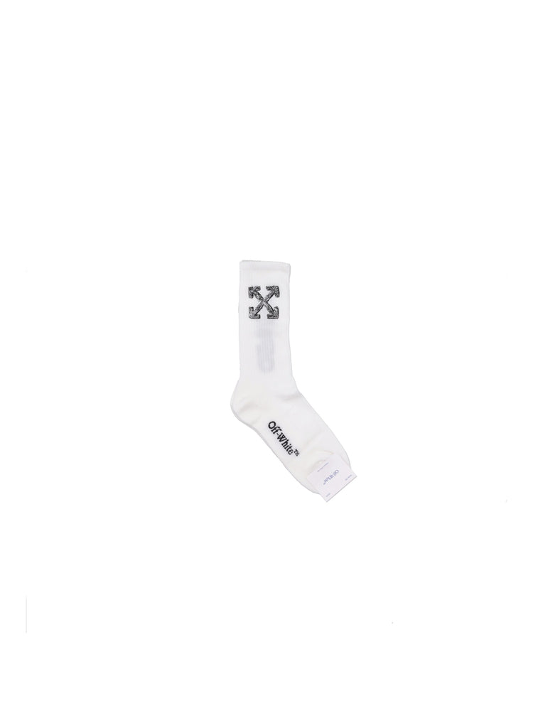 ARROW SCRIBBLE MID SOCKS WHITE - BLACK