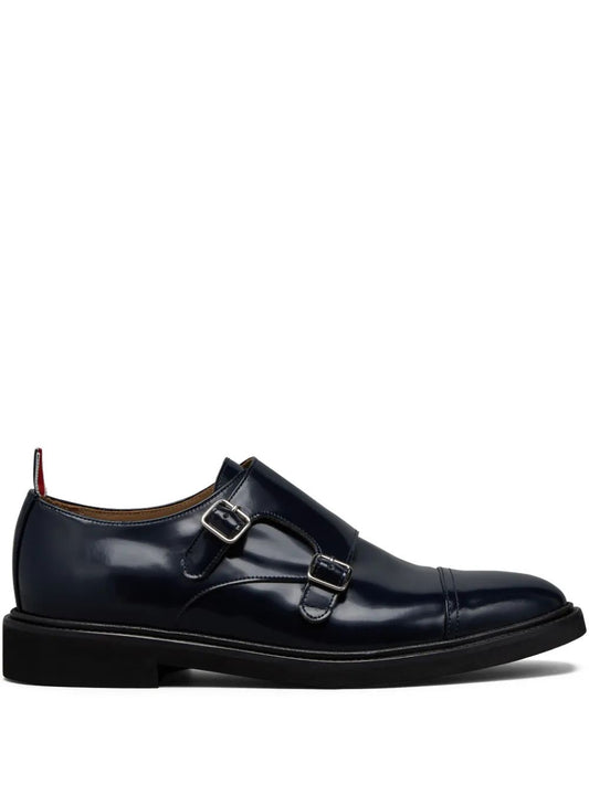 CAP TOE OXFORD DOUBLE MONKSTRAP SHOE W/ MICRO SOLE IN SOFT SPAZZOLATO LEATHER