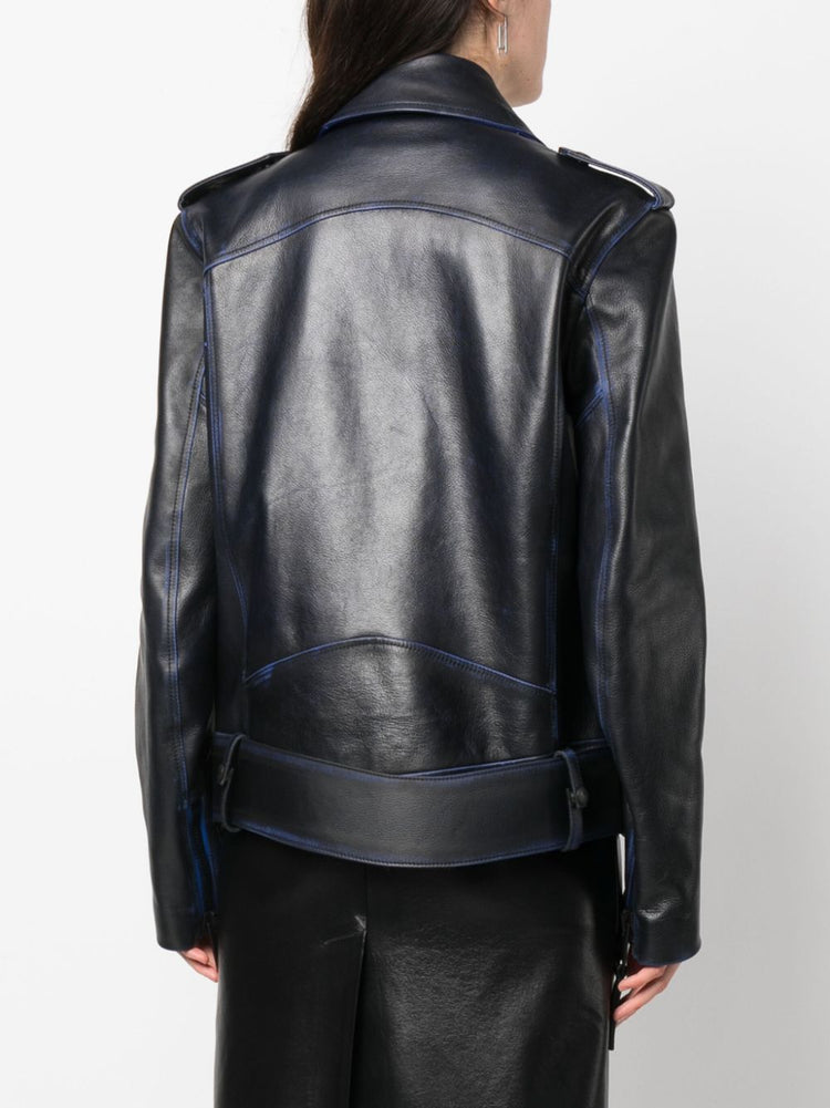 OFF WHITE contrast-trim leather jacket