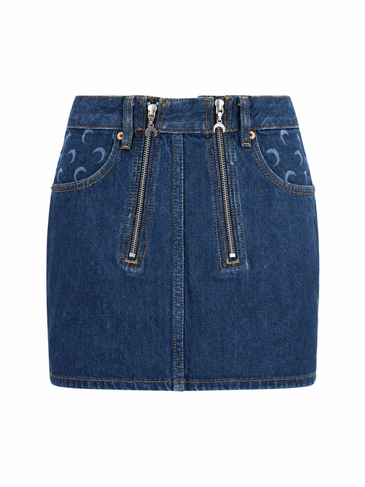 MIDNIGHT BLUE ZIPPED MINI SKIRT