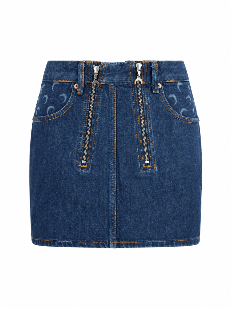 MIDNIGHT BLUE ZIPPED MINI SKIRT