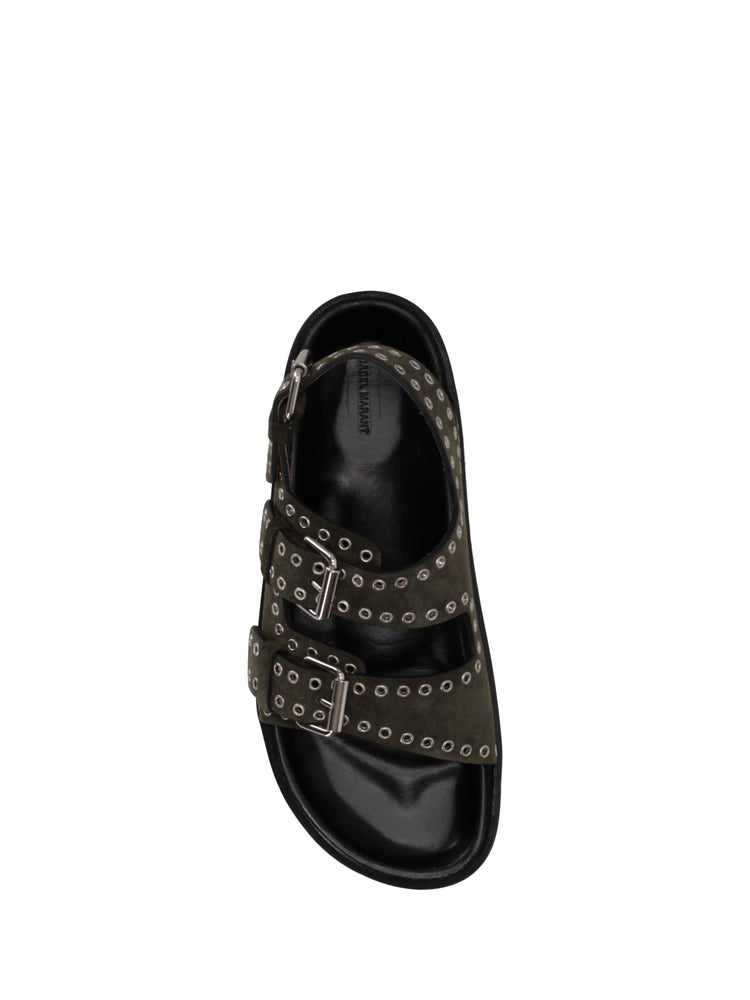 ISABEL MARANT Ophie leather sandals KHAKI