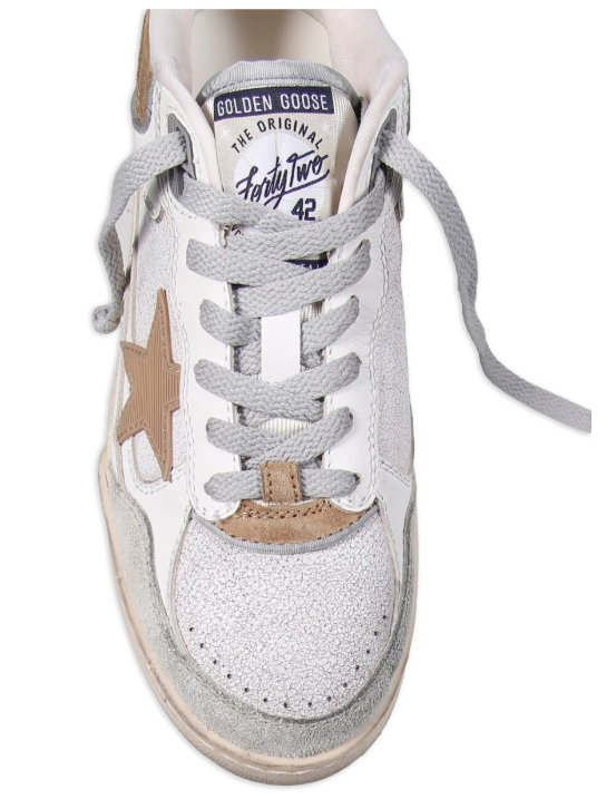 FORTY TWO LEATHER UPPER SUEDE TOE HEEL AND SPUR NYLON TONGUE RUBBER STAR