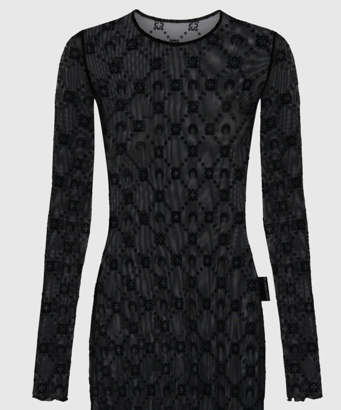 MOONOGRAM MESH FLOCK LS MINI CREWNECK DRESS