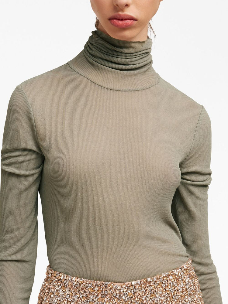 roll-neck ribbed top