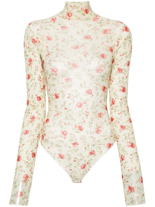 floral mesh bodysuit